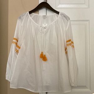 JCrew Factory raglan cotton popover with embroidery